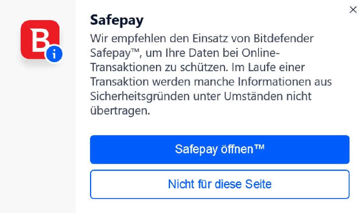 Safepay bei Bitdefender öffnen