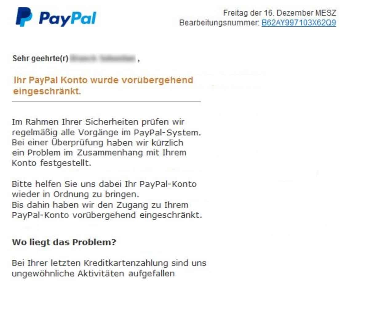 Phishing Mails von PayPal Mails unterscheiden