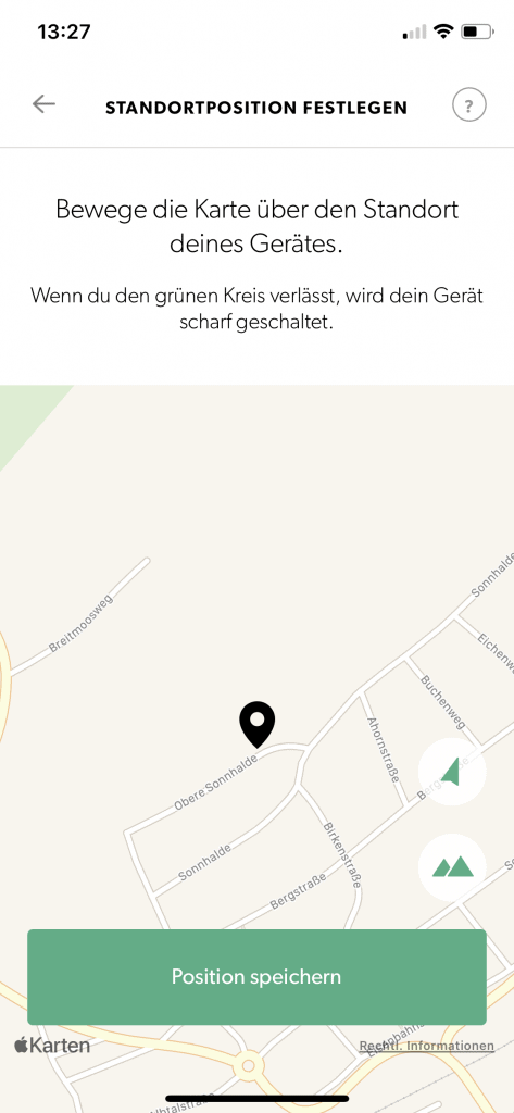 Geofencing: Wer außerhalb des selbst gewählten Bereichs ist, schaltet automatisch die Kamera scharf. (Bild: IMTEST)