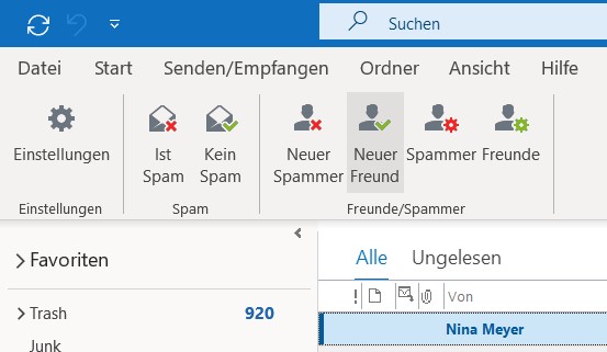 Spam Filter einstellen