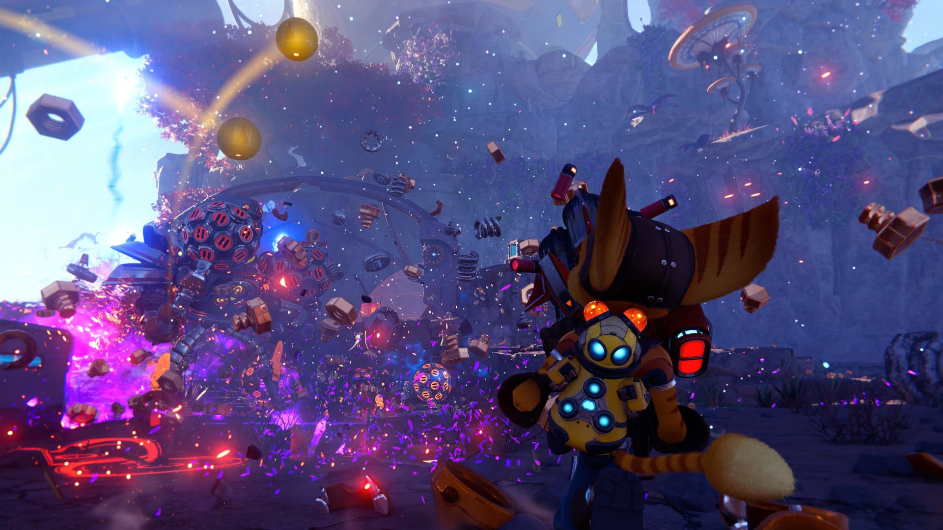 Viele Details beim Kampf in Ratchet & Clank