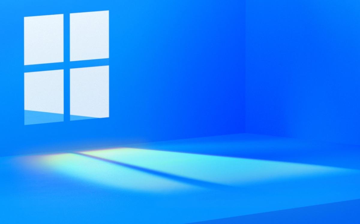 Das Microsoft Logo in weiß auf blauem Grund