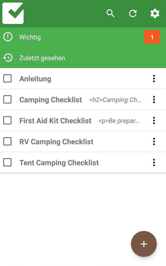 Screenshot Grün weißes App-Fenster mit Einstellungs- und Auswahl-Optionen