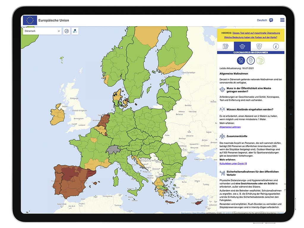 Eine Kartenansicht von Europa.