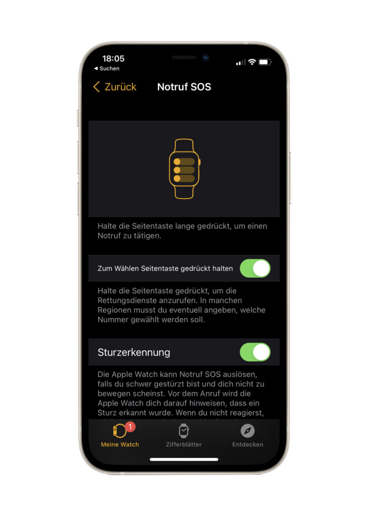 Apple Watch Notruf einschalten