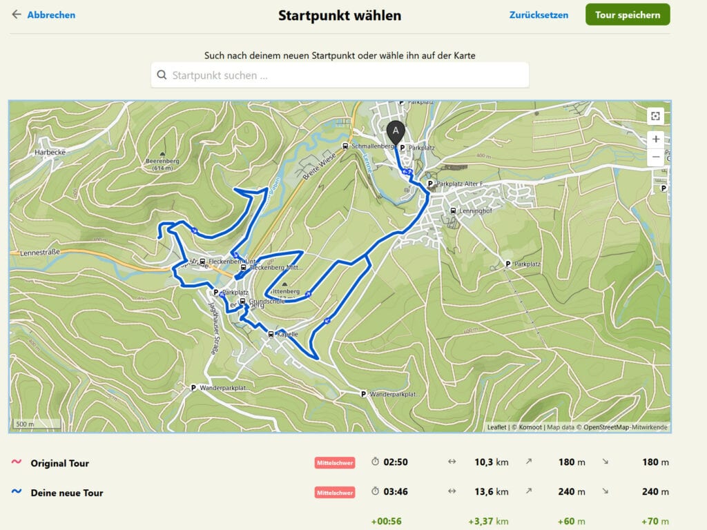 Komoot Startpunkt