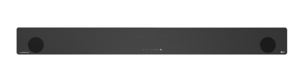 Soundbar in schwarz von vorne auf weißem Hintergrund