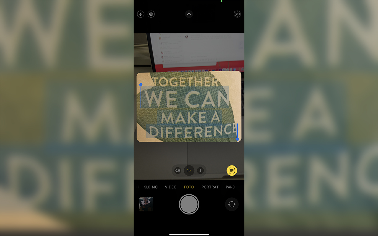 Texterkennung via Kameraapp beim iPhone 13