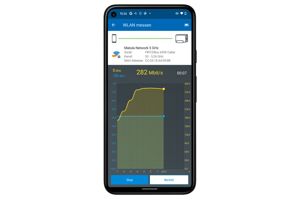 FRITZ!App WLAN Tempomessung