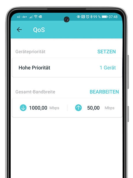 Smartphone zeigt App-Einstellungen zum Prioritäten setzen