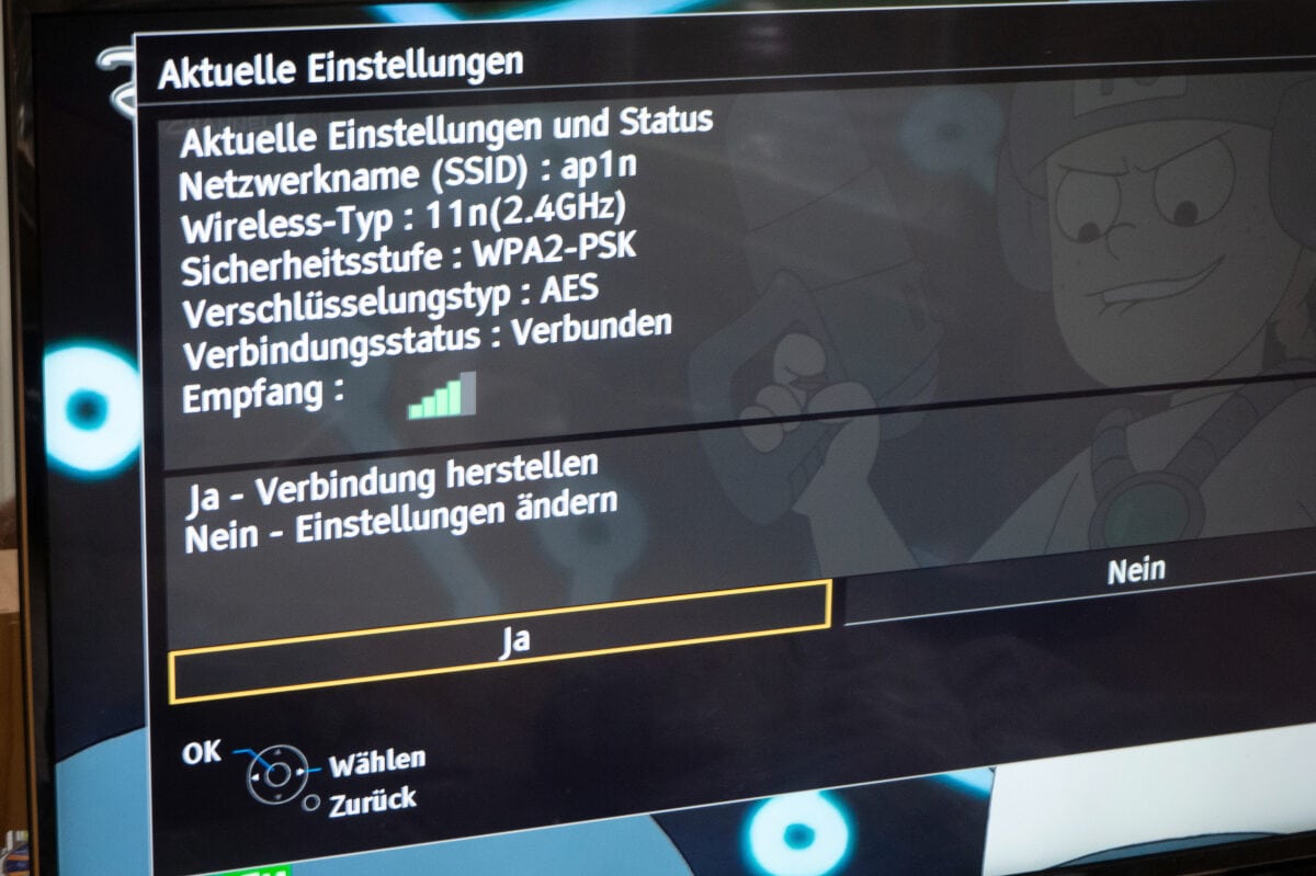 Screenshot von TV-Einstellungen für WLAN