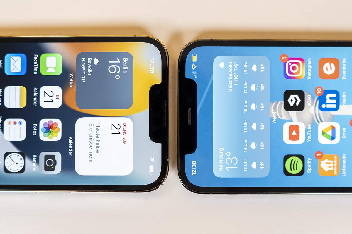 Notch Vergleich iPhone 13 und iPhone 12