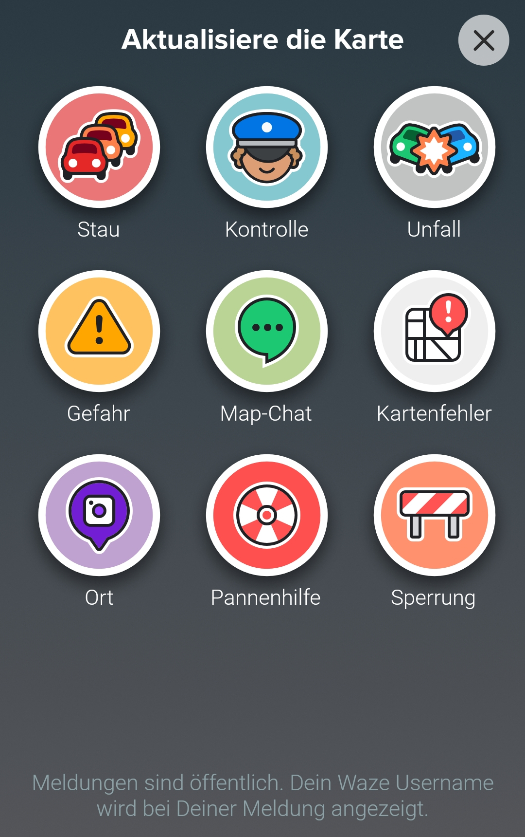 Screenshot bunte Icons auf schwarzem Hintergrund