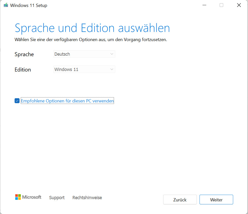 Das Bild zeigt den Installationsassistenten von Windows.