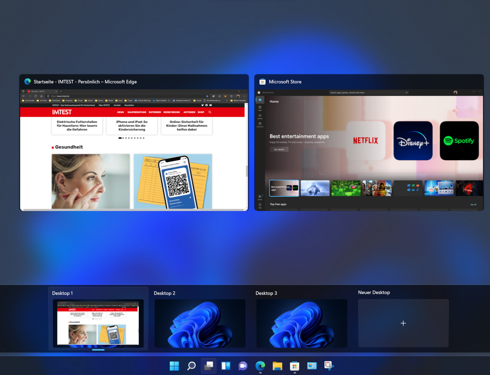 Screenshot Windows 11 mit Gesten steuern