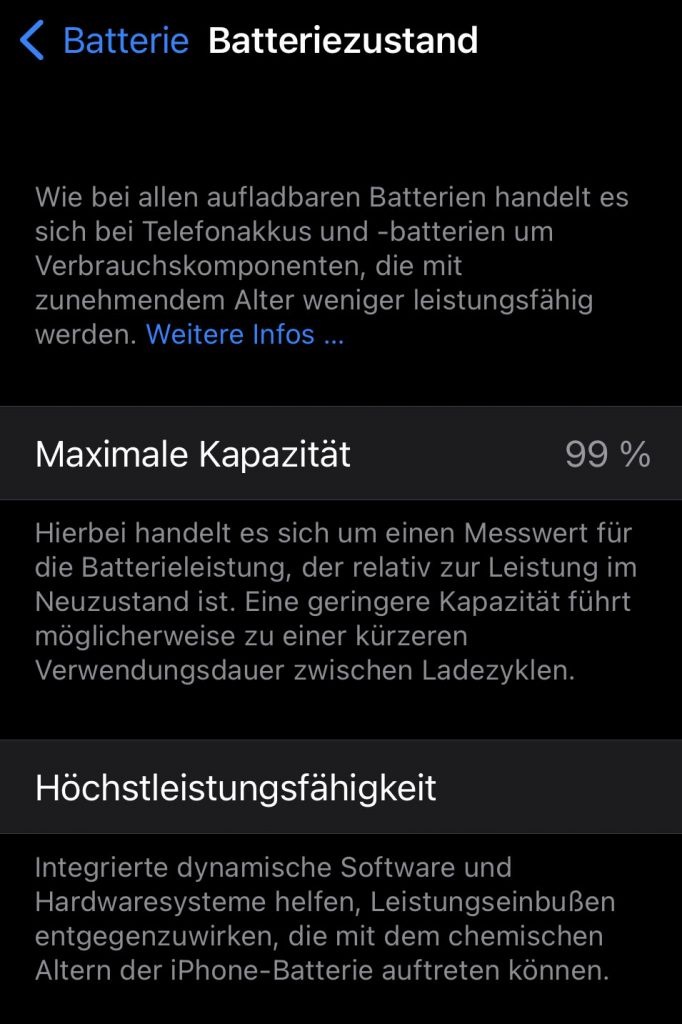 Akkukapazität iPhone