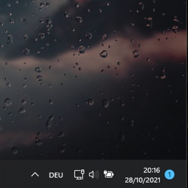 Screenshot Rechte Ecke von Windows Taskleiste