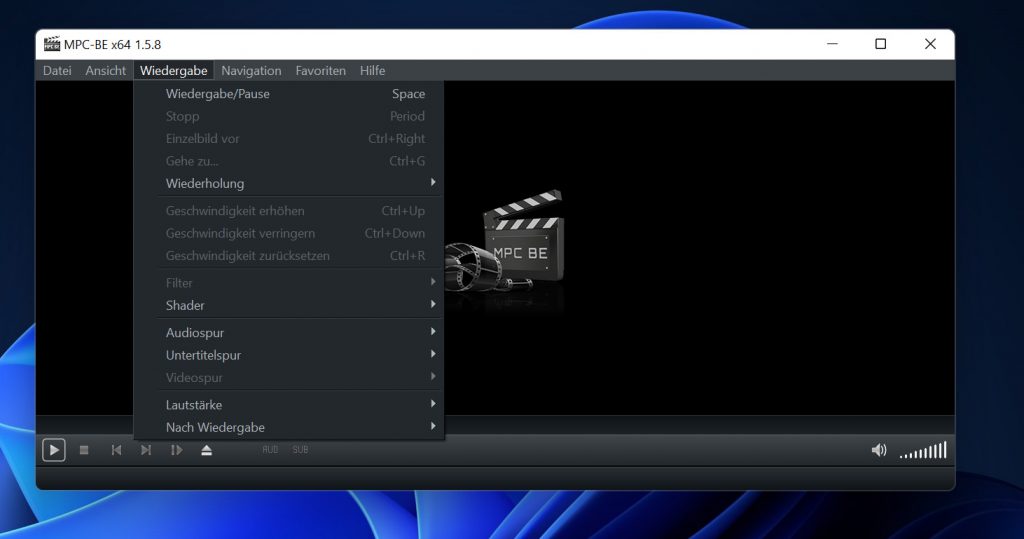 Screenshot Media Player geöffnet