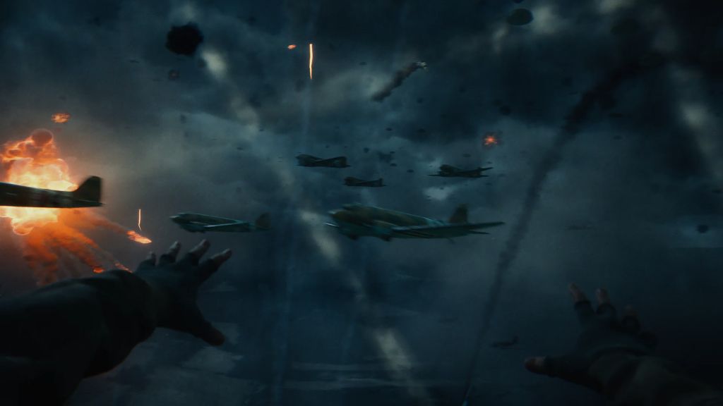 Screenshot dunkler Himmel mit Flugzeugen