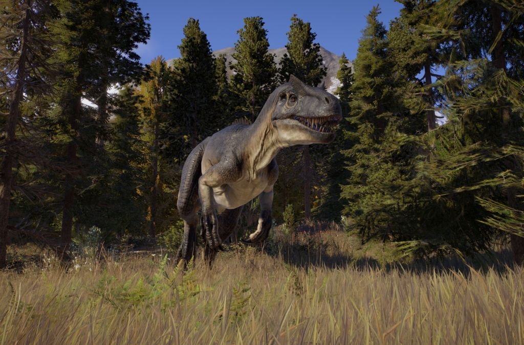 Screenshot T-Rex zwischen Tannen