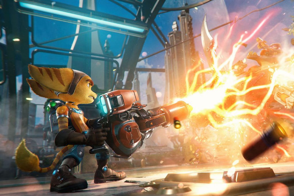 Eine Spielfigur aus Ratchet und Clank für die Playstation 5