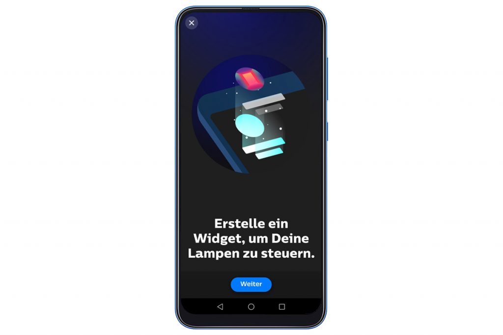 Smartphone zeigt App auf weißem Hintergrund