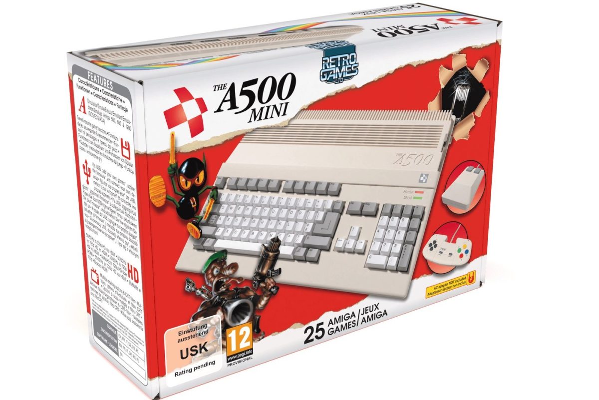 Die Verkaufsverpackung des Amiga 500 Mini