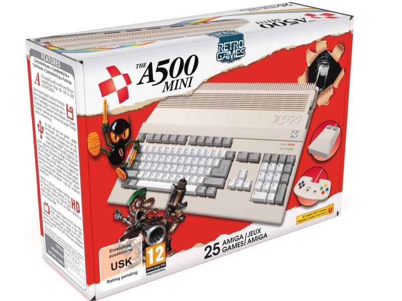 Die Verkaufsverpackung des Amiga 500 Mini