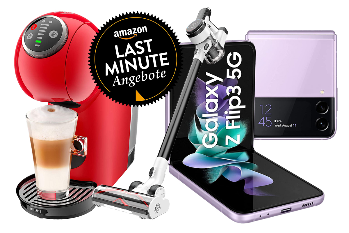 Produkte nebeneinander, Kaffeemaschine, Akku-Staubsauger, Smartphone