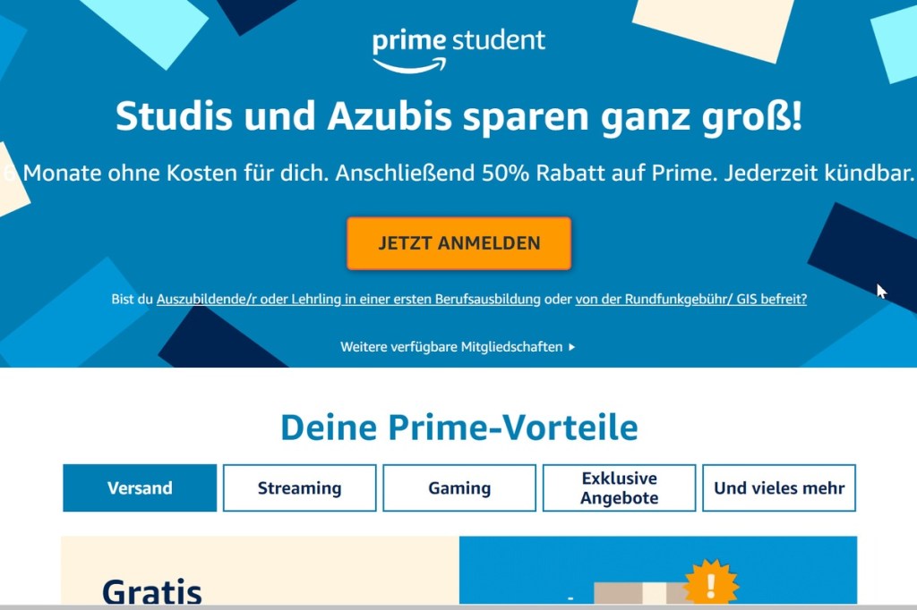 Amazon Prime Studenten
