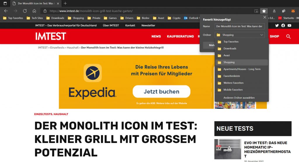 Screenshot Browser Fenster oben rechts