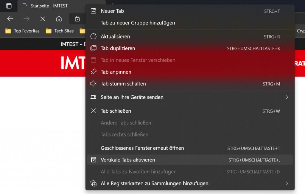 Screenshot Browser rechts oben Menü