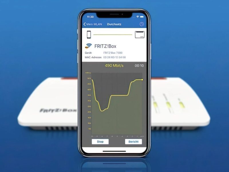 Ein Smartphone steht vor einem Router