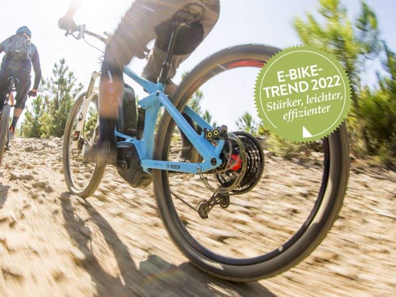 Zwei Ebike-Fahrer auf einer steinigen Piste