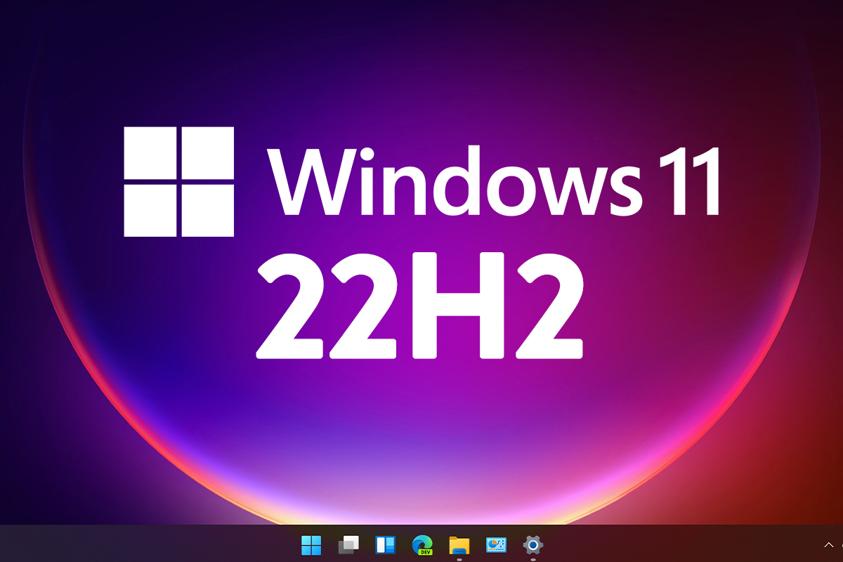 Bunter Windows 11 Bildschirm Hintergrund mit 22H2 drauf.