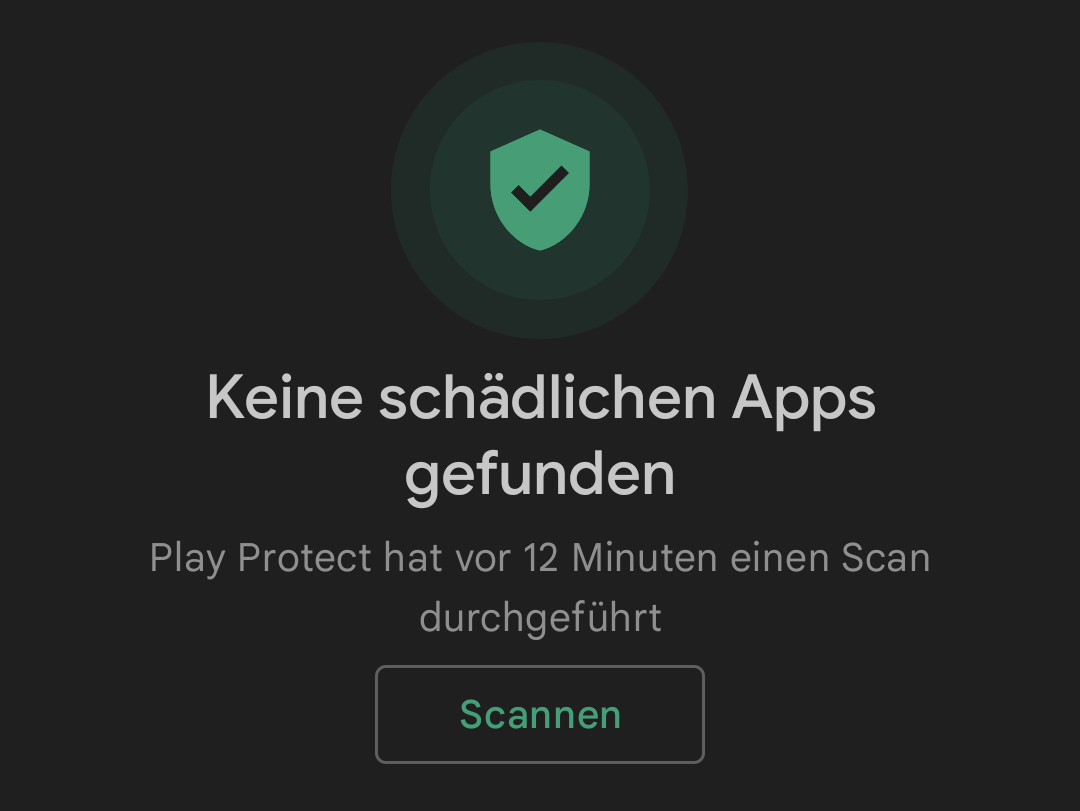 Screenshot Smartphone schwarzes Fenster mit PlayProtect