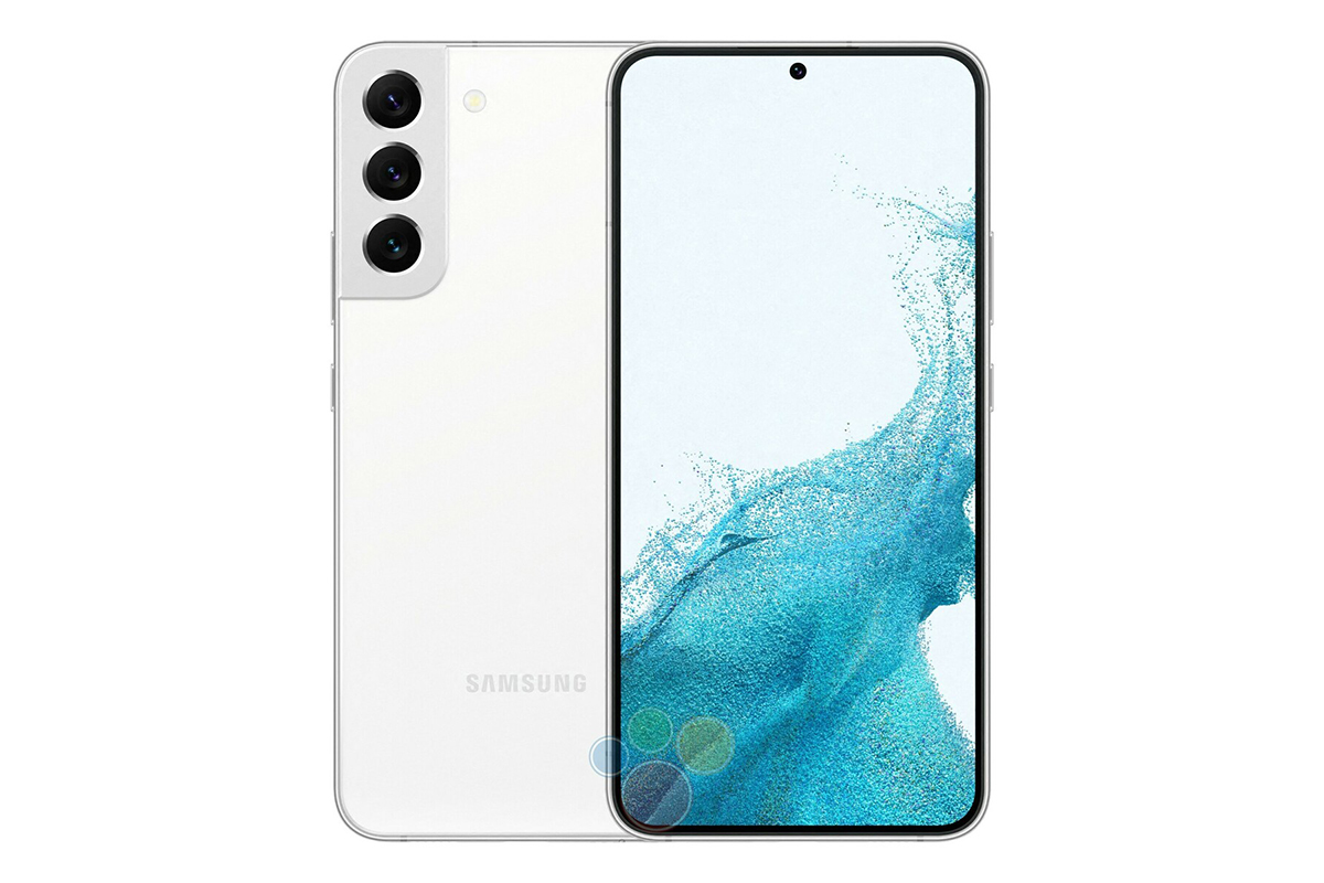 Samsung Galaxy S22 in weiss Ansicht mit Vor- und Rückseite