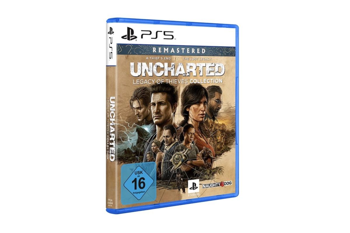 Die Packung des PS5-Spiele Uncharted Legacy of Thieves Collection