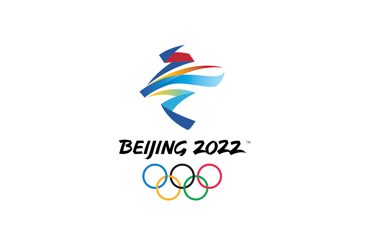 Logo der olympischen Winterspiele in Beijing 2022 auf weißem Grund