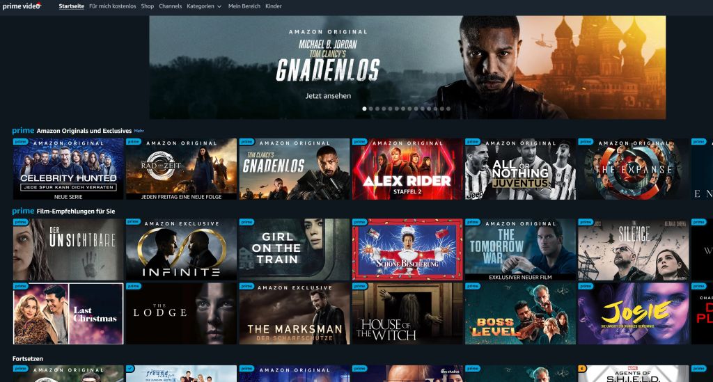 Screenshot Startseite Prime Video