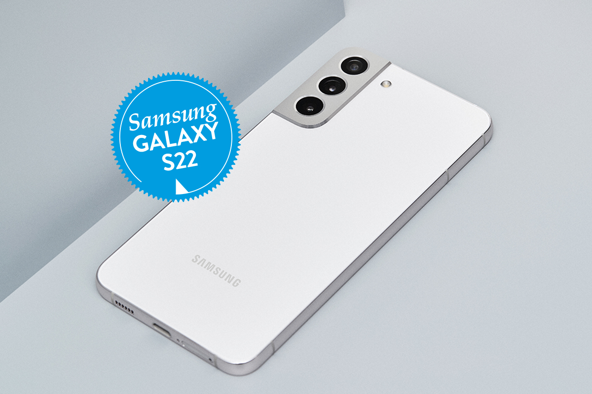 Samsung Galaxy S22 weiss liegend