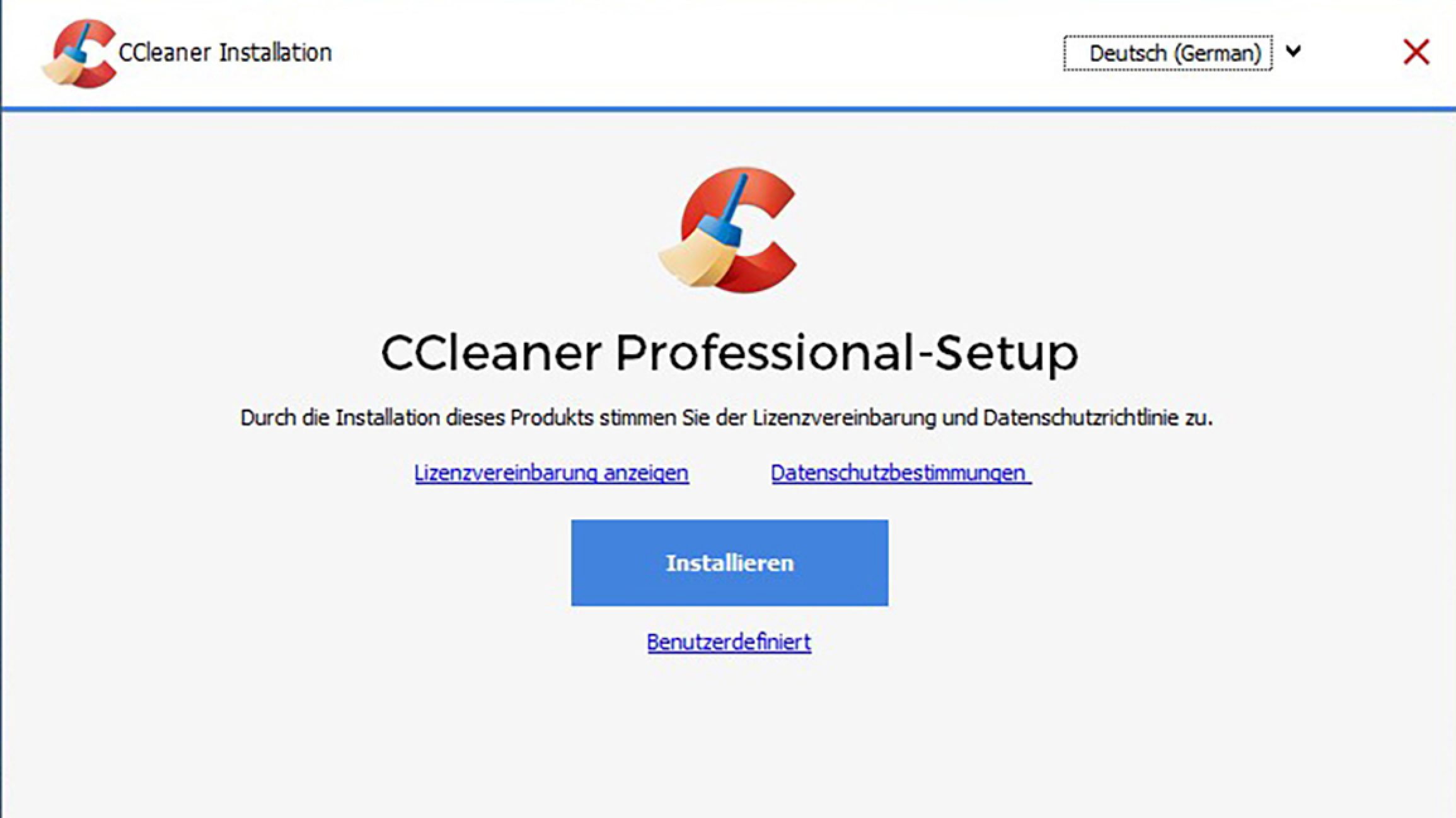 Screenshot Fenster mit Download um CCleaner zu installieren