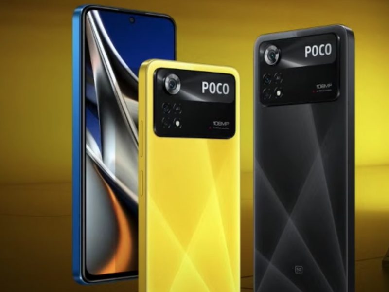 Das Poco X4 Pro 5G Smartphone in drei Farben
