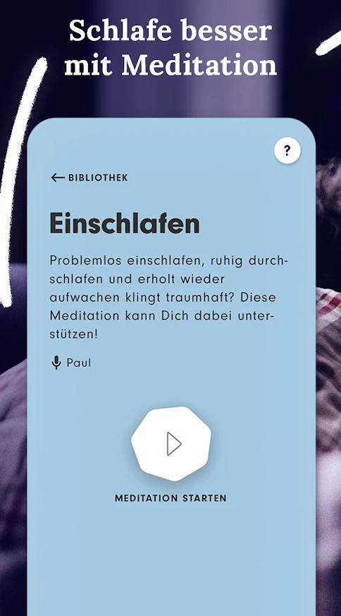 App per lo screenshot del sonno quadrato blu con ausilio per dormire