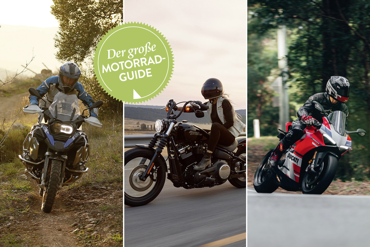 Dre Motive von Motorrädern in einer Collage