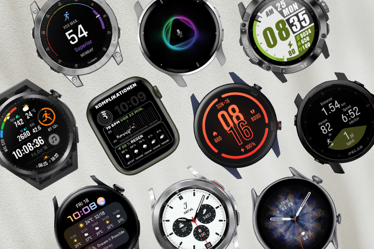 Die Zieffernblätter von 10 Smartwatches