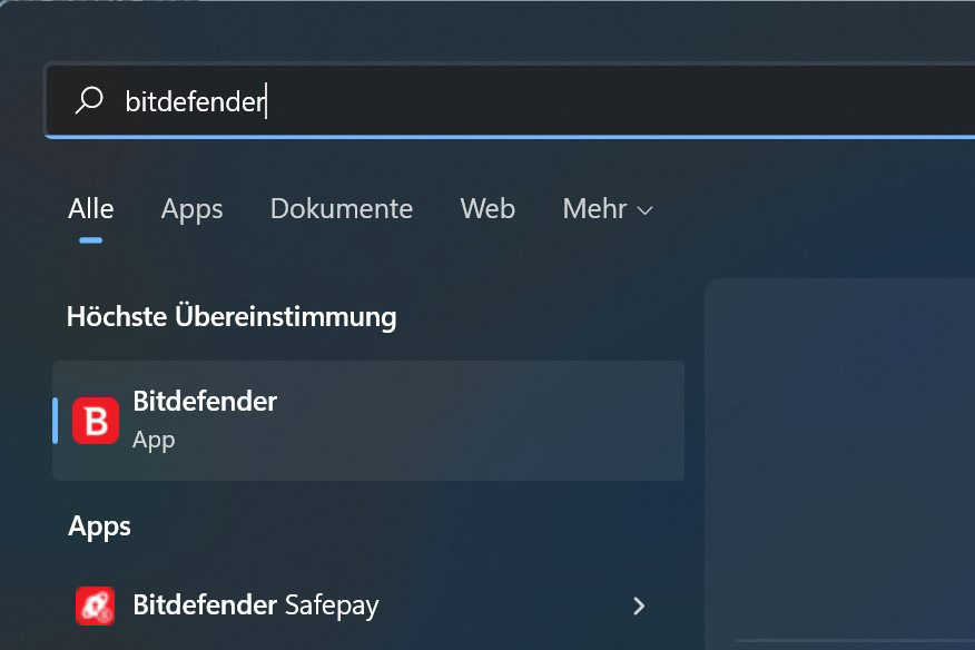 Bitdefender suchen