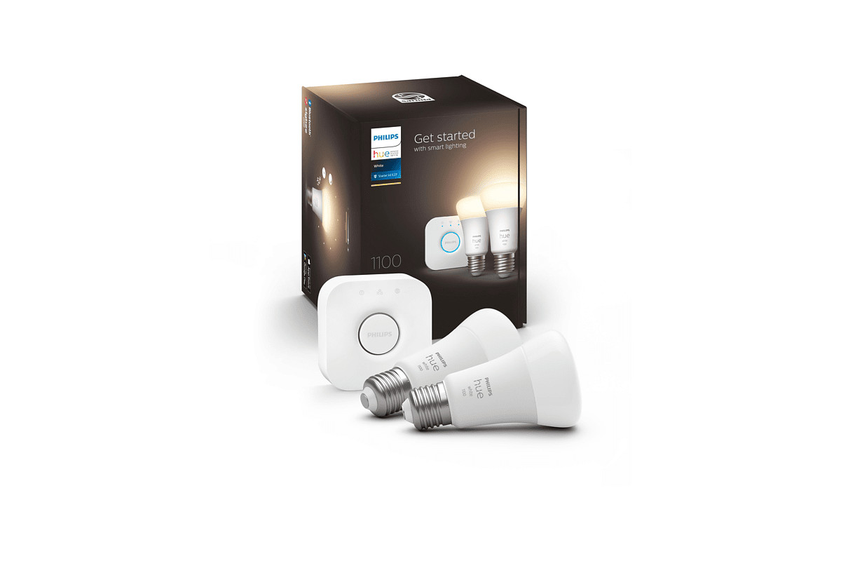 Philips LED-Lampen: Hue Starter-Set mit Verpackung, Hue Bridge und zwei Lampen