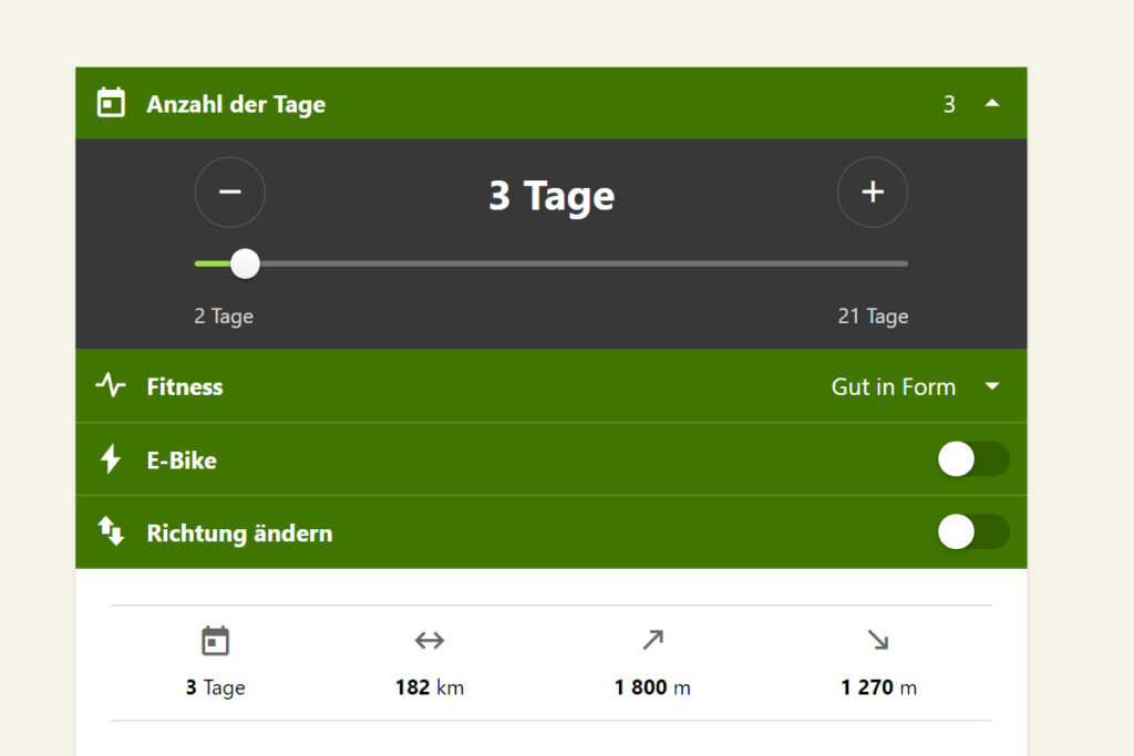 Komoot Mehrtagesplaner