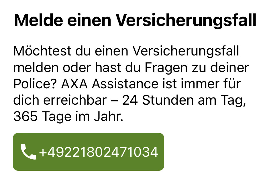 Axa Versicherungsschutz